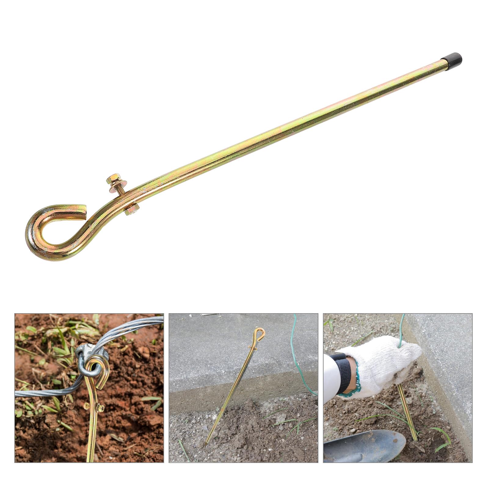 Erdungsstab Vielseitige Anwendung Einfache Installation aus Messing mit Erdungskabel für Stromerzeuger und Elektrozaun im Garten und Am Turm