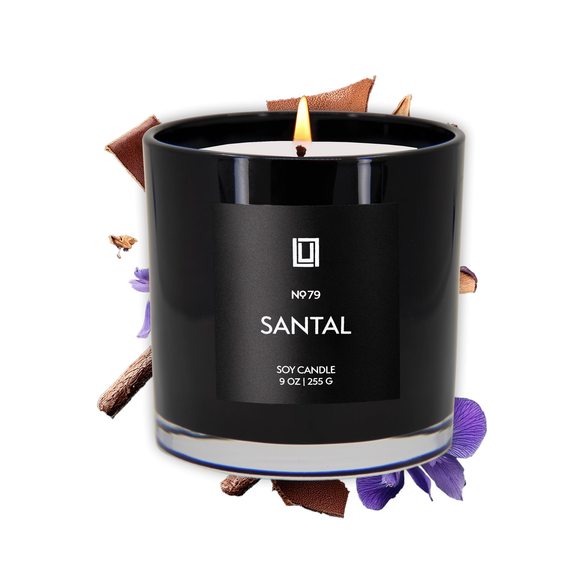 Lulu Candles | Santal | Luxury Scented Soy Jar Candle | Hand Poured in The USA | Highly Scented & Long Lasting (9 Oz.)