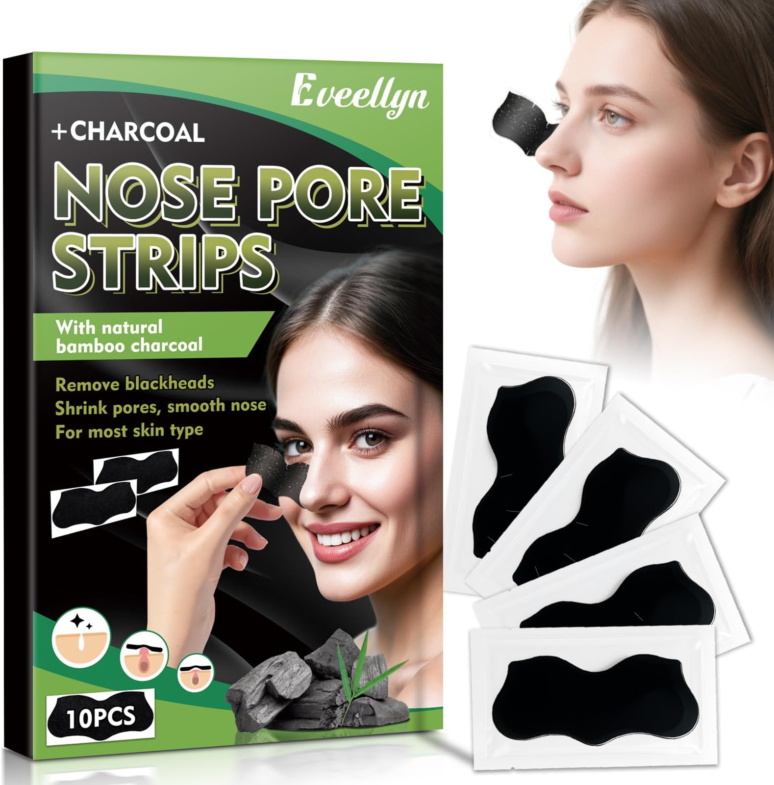 Blackhead Remover Strips, Charcoal Pore Strips, Deep Cleansing Blackhead Strips for All Skin Type