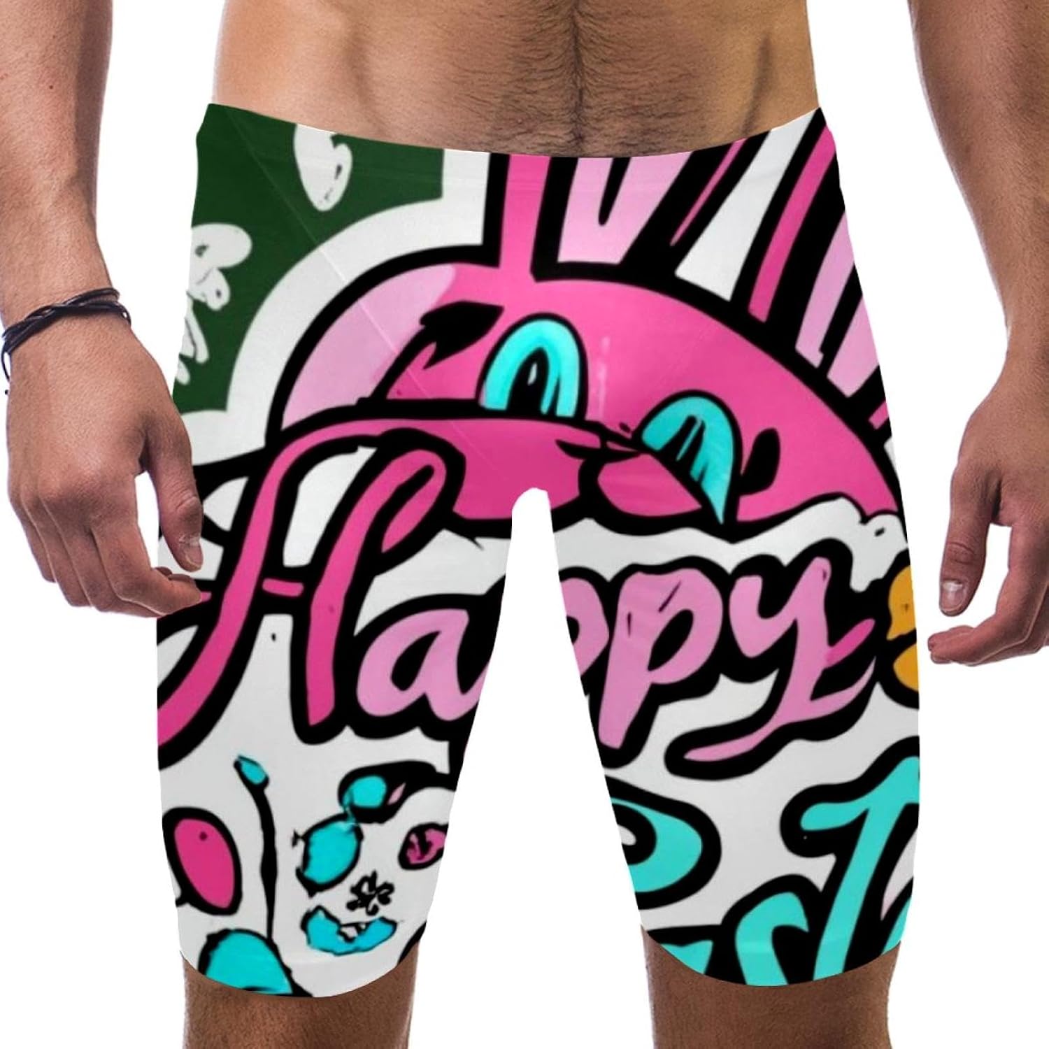 Happy Easter Swimsuit Mens Swim Jammers Endurance Long Racing Training Swimsuit