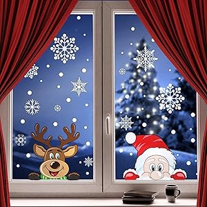 CCINEE 300 PCS Christmas Snowflake Window Cling Stickers