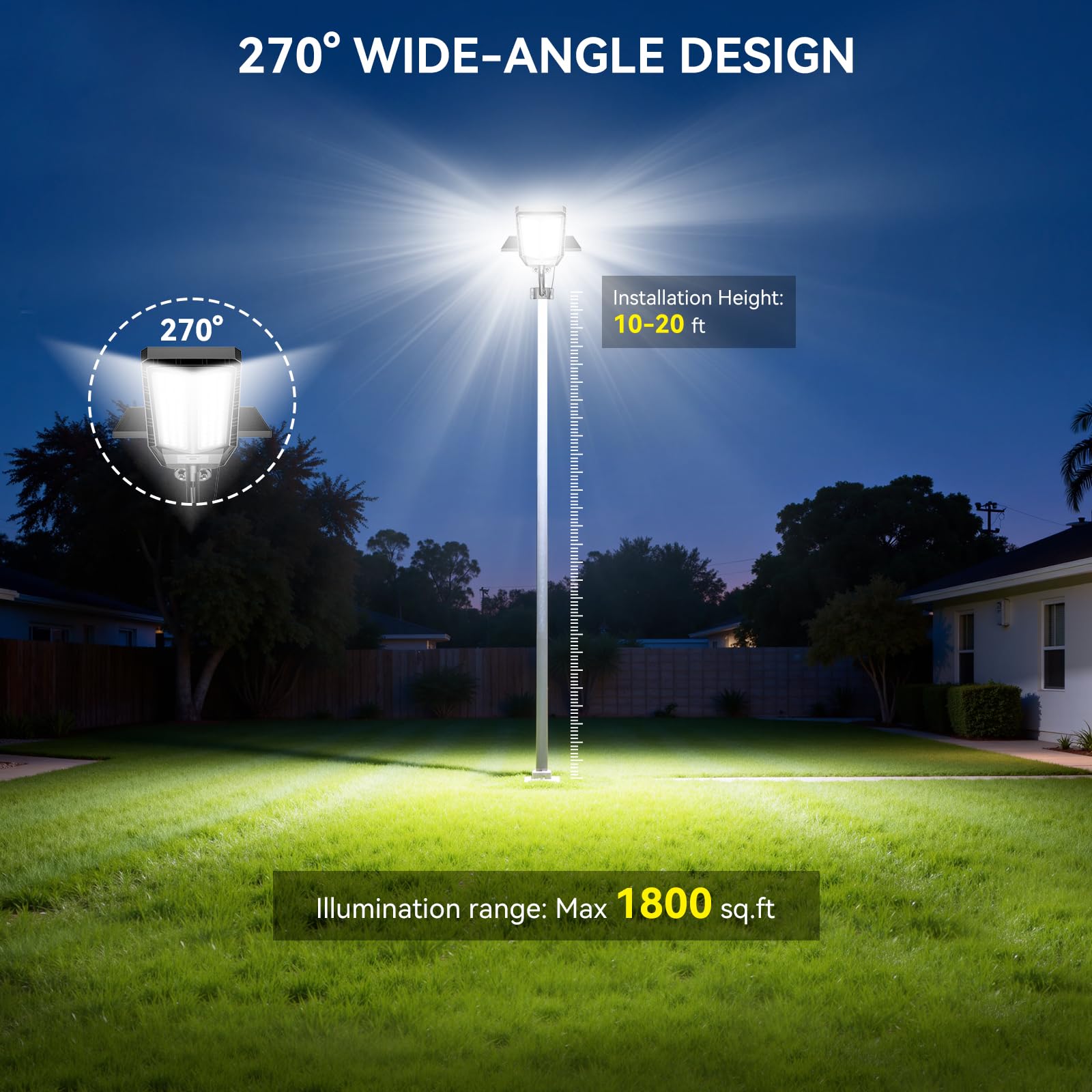 Adewalk 1000W Solar Straßenlaterne mit Fernbedienung, IP66 Wasserdichte Solarlampen für Außen mit Bewegungssensor, 6500K Split Solarleuchten LED Solar Strahler Außen für Gärten Garage Straßen