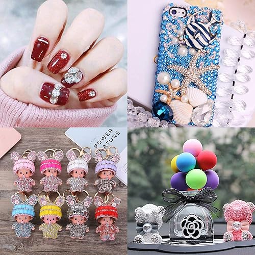 Miniatura 8 de Outuxed 3196 diamantes de imitación de uñas con parte trasera plana y gemas de uñas diamantes de imitación de cristal AB y dijes de arte de uñas 3D