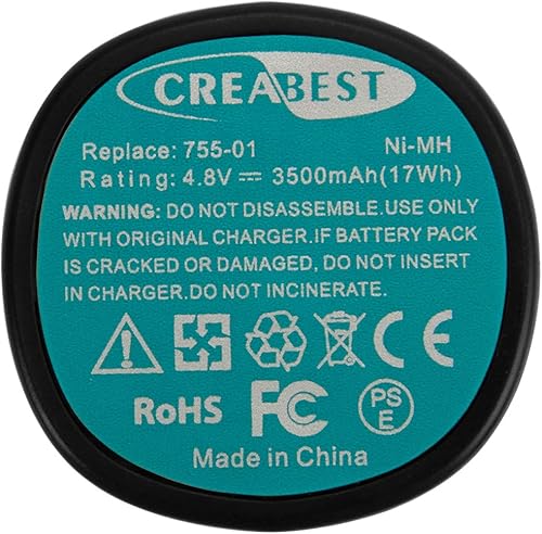 Miniatura 7 de CREABEST Batería Ni-MH de 3500 mAh de 4.8 V compatible con Dremel 755-01 7300-N/8 MiniMite, herramienta de aseo de uñas para mascotas 7300-PT