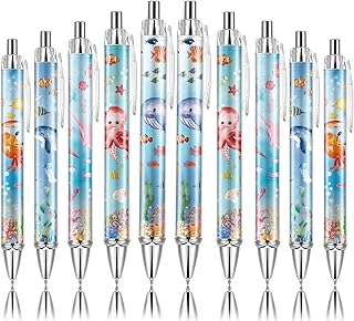 10 PCS Under Sea Ballpoint Pens Retractable Fish Shark Pens Under The Sea Party Favors with 1mm Black Ink Replaceable Pen Refill for Kids Birthday School Office Supplies Thanksgiving Christmas Gift
