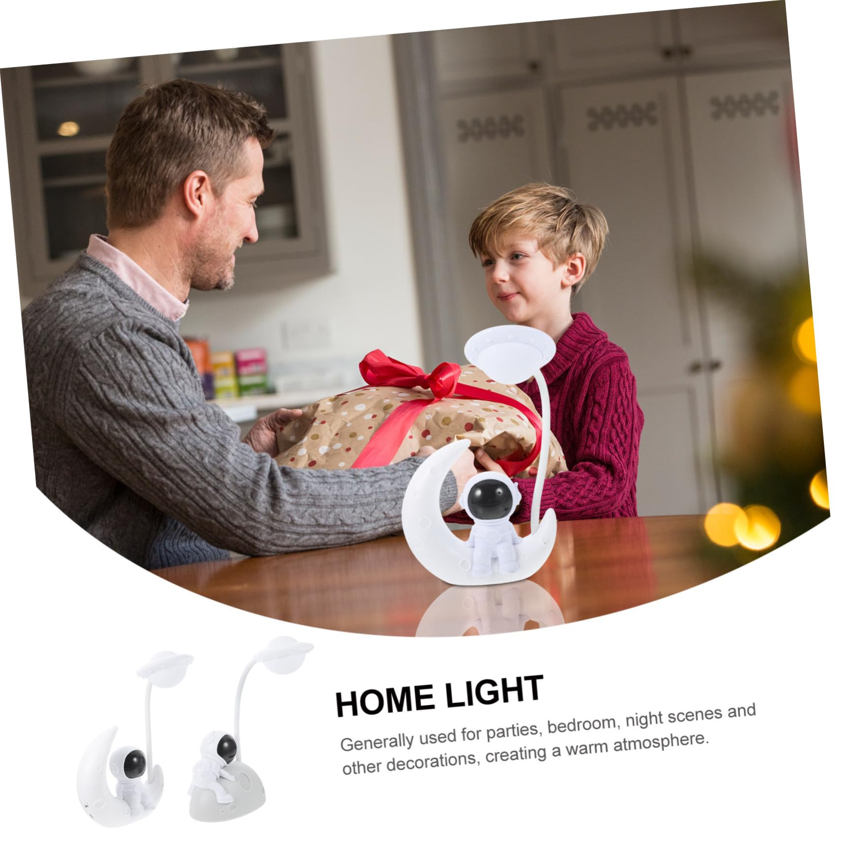 2 juegos Lámpara LED de Noche con Diseño Astronauta y Luna Luz USB Pequeña para Dormitorio y Decoración de Unidades