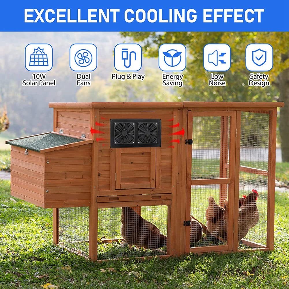 Kit Ventole Solari Doppie 10W - Alimentazione A Pannello Solare Per Serra, Pollaio O Auto