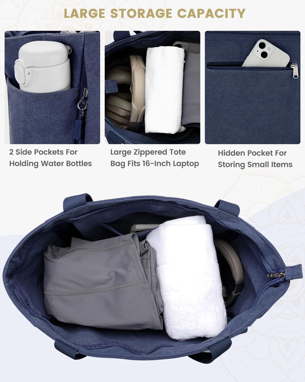 Gonex Yoga Mat Bag with Zipper Mat Carrier Canvas Gym Tote image 3
