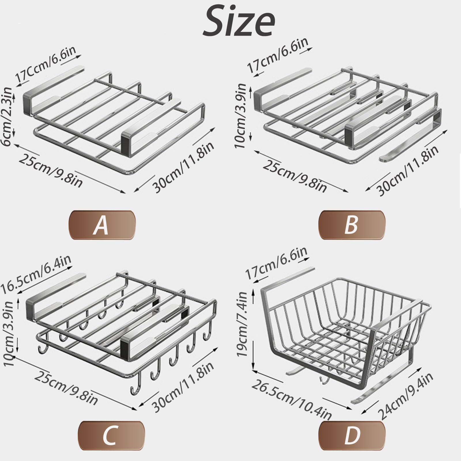 Dxcaicc Save Sapce Cutting Board Holder,Kitchen Storage Drainboard Pan Lid Shelf,Cabinet Under Shelf for Towel,Cup,Pot Lid,C