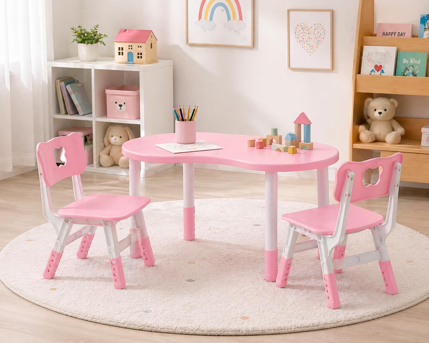 Bayli Kinderstuhl Rosa höhenverstellbar 27–30 cm – Kunststoff Stuhl für Kinder – Spielstuhl, Lernstuhl & Bastelstuhl für Kinderzimmer, Kita & Spielbereich