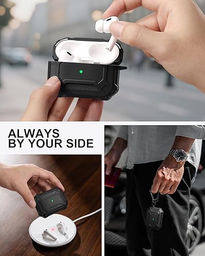 Miniatura 6 de Lerobo Funda para AirPods Pro 2 con kit de limpieza, funda protectora dura compatible con Apple AirPods Pro de 21 generación con llavero, potente