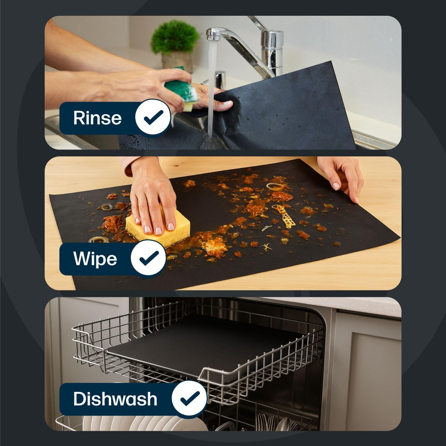 Cooks Innovations Antihaftbeschichtete Ofenschutzmatte 2 robuste Antihaftbeschichtung zum Schutz von Konvektion Elektro Gas und Mikrowellenherden BPA und PFOAfreie hitzebeständige Backmatte