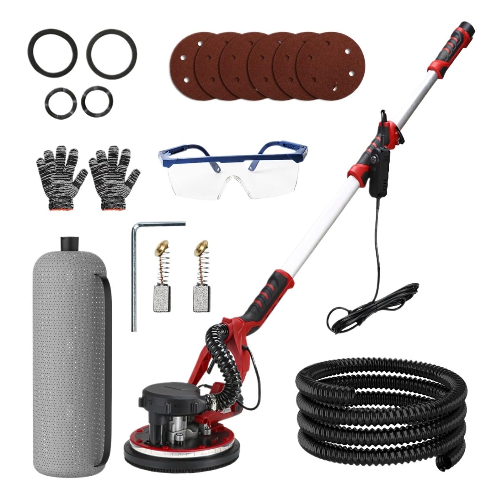 Wafohsr One Color 1390W Electric Drywall Sander Polishing Machine Adjustable Variable Speed With Self Suction Handle Wall Grinder Powerful Motor