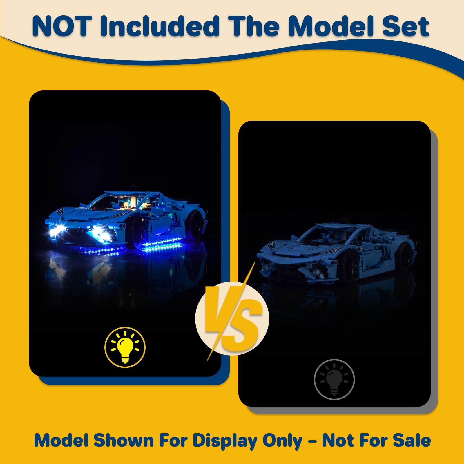 LocoLee RC Led Light Set Compatible with Lego 42217 Chevrolet Corvette Stingray Blue Led Decoration Lighting Kit Compatible with Lego 42217 Building Blocks Model,Only Lights Set,No Model - Image 4