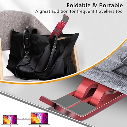 Miniatura 6 de FOBELEC Soporte para laptop, soporte para tableta de computadora, soporte plegable de aluminio ajustable para laptop, compatible con MacBook Air