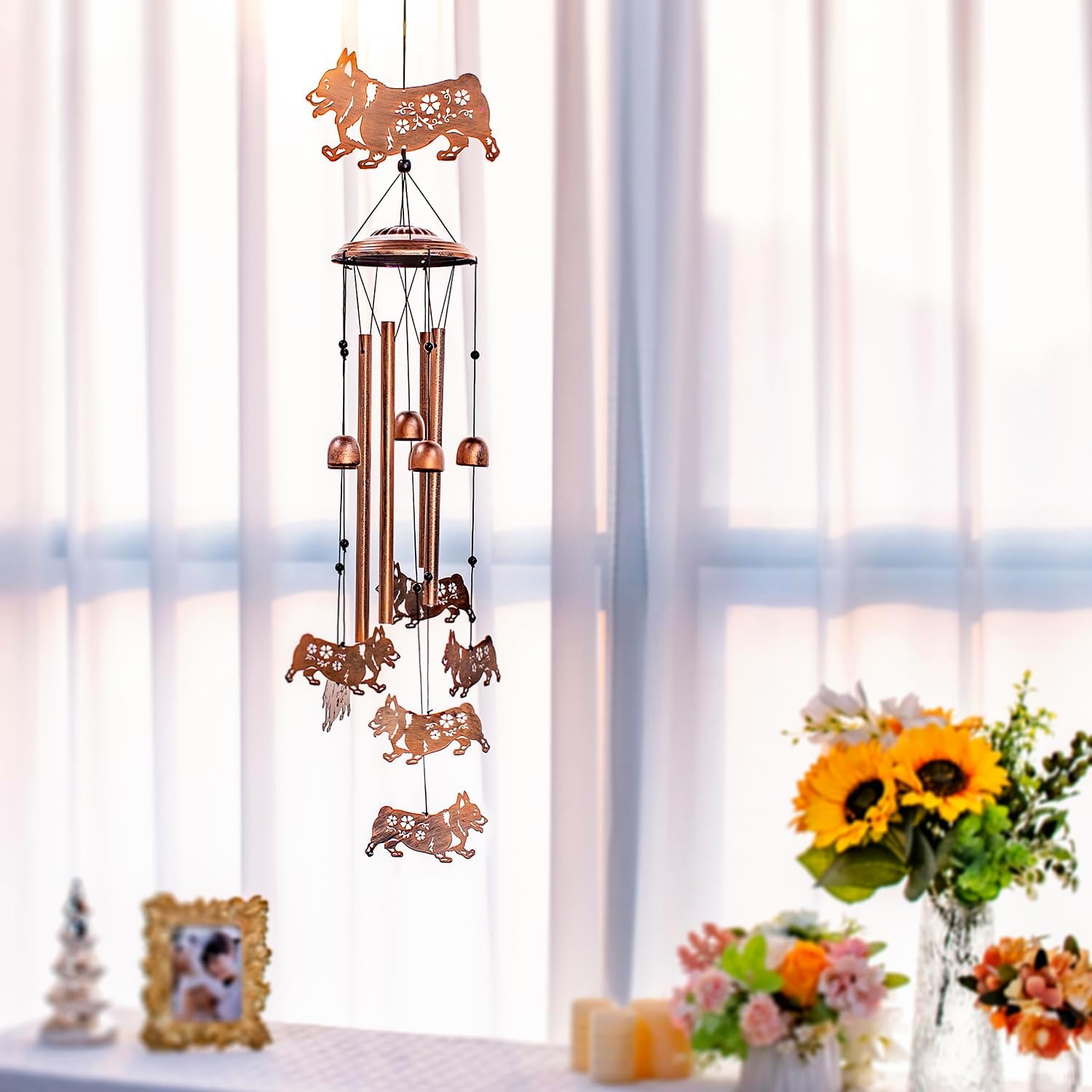 Corgi Dog Wind Chimes Outdoor Dog Gifts for Women Men Mom Gardening Birthday Gifts Metal Memorial WindChimes for Outside/Indoors, Lawn, Patio, Yard Art, Garden Decor, Yard Decorations