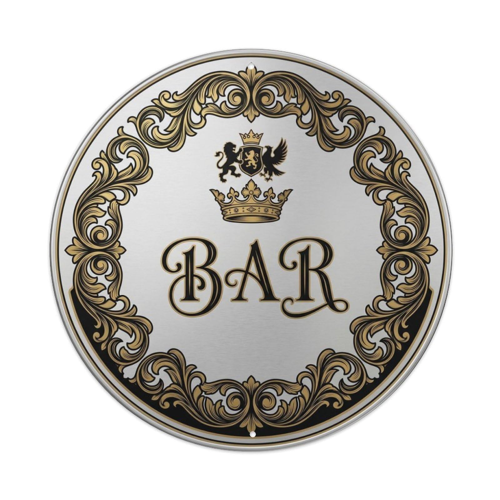 BAR Tavern Retro Shield Metal Tin Sign Plaque Wall Decor for Cafe, Club Bar, Office, Home Garden Round Metal Poster 8x8Inch