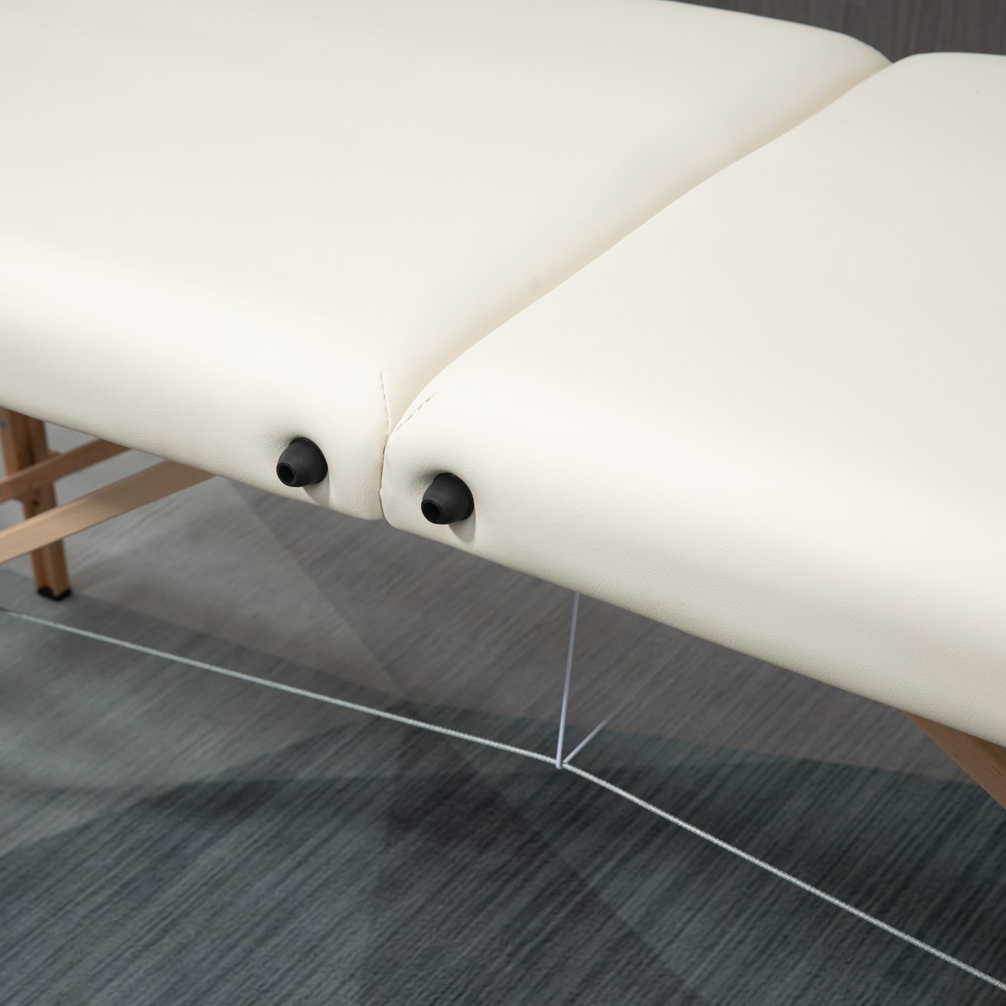 HOMCOM Lit/Table de Massage cosmetique Pliable en Bois 2 Zones crème