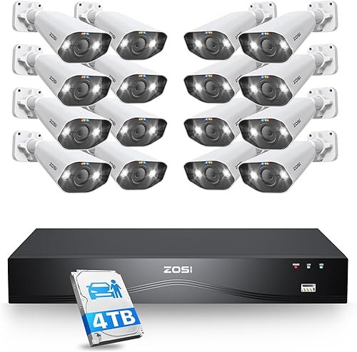 Miniatura 10 de ZOSI Sistema de cámara de seguridad PoE con foco 4K de 8 canales, 8 puertos, 16 canales, 8 MP, NVR con disco duro de 2 TB, 8 cámaras IP PoE para