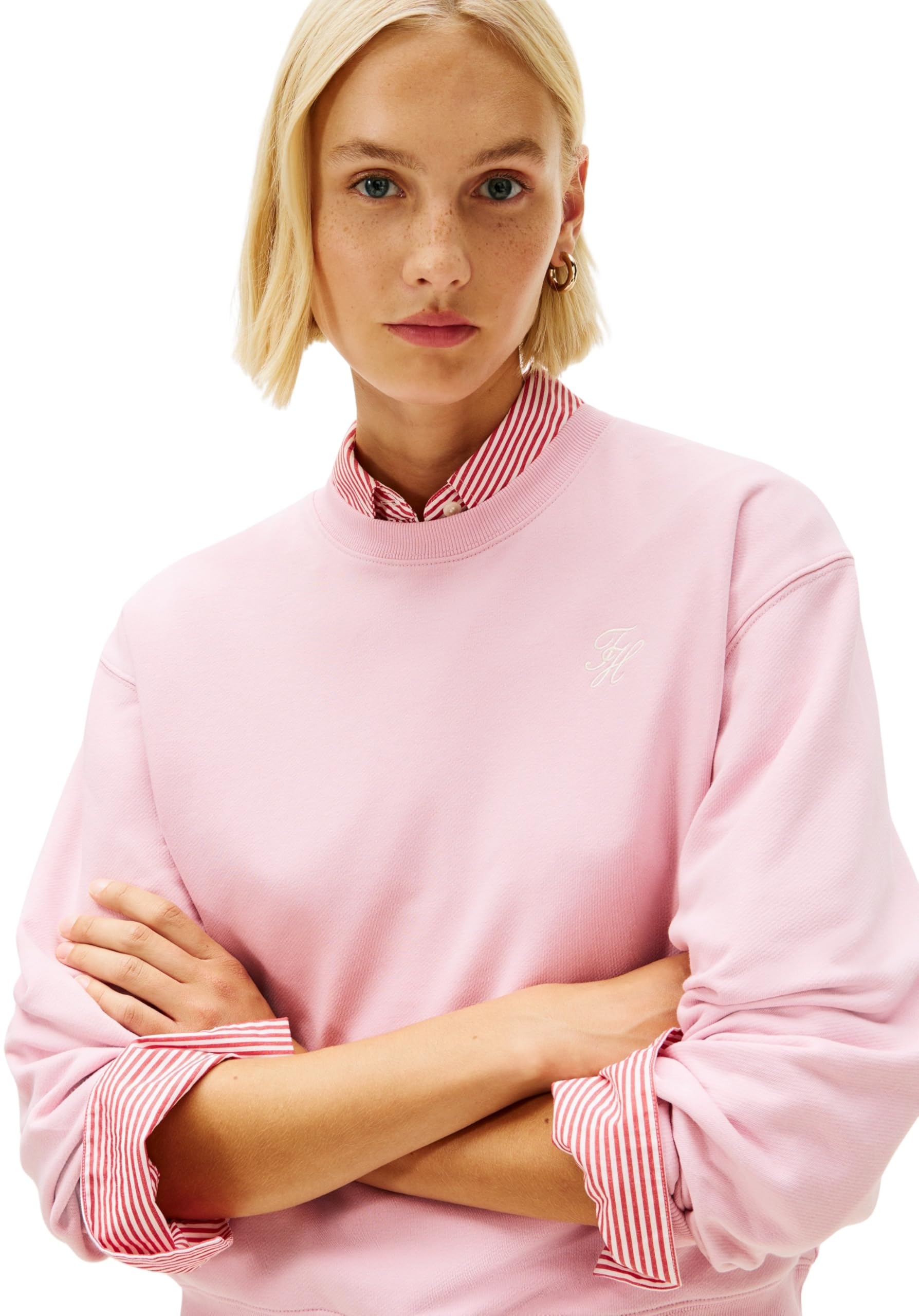 Tommy Hilfiger Damen Th Script Reg Terry Swtshrt Ww0ww49418 Pullover-Sweatshirt (1er Pack)