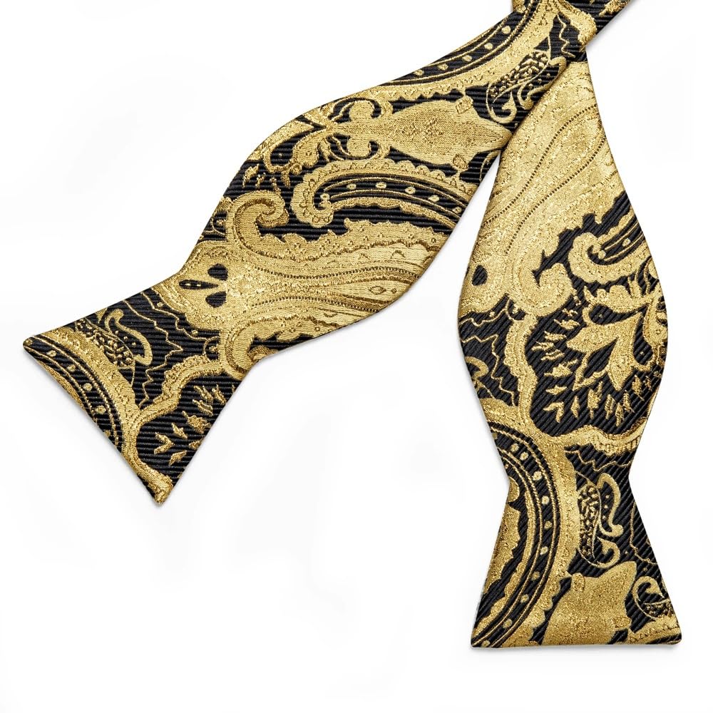 JFDBGU Paisley Self Tie Bow Tie Silk Woven Wedding Party Ties Hanky Brooch Pin Set Tuxedo Bow