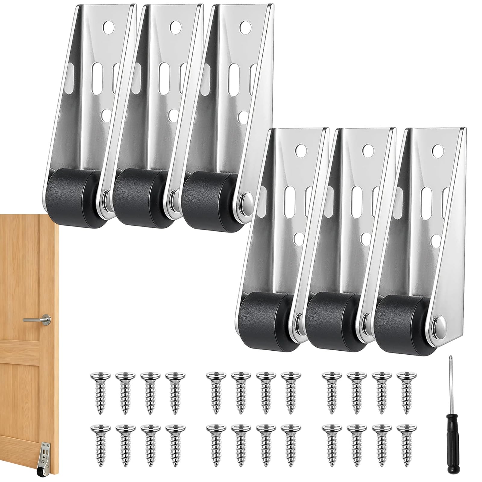 Vertical Track Roller Wheel, 110LBS Door Sinking Repair Caster Wheels, Silver Sliding Door Track Pulley for Storage Box Drawers Bookcases Table (6pc)