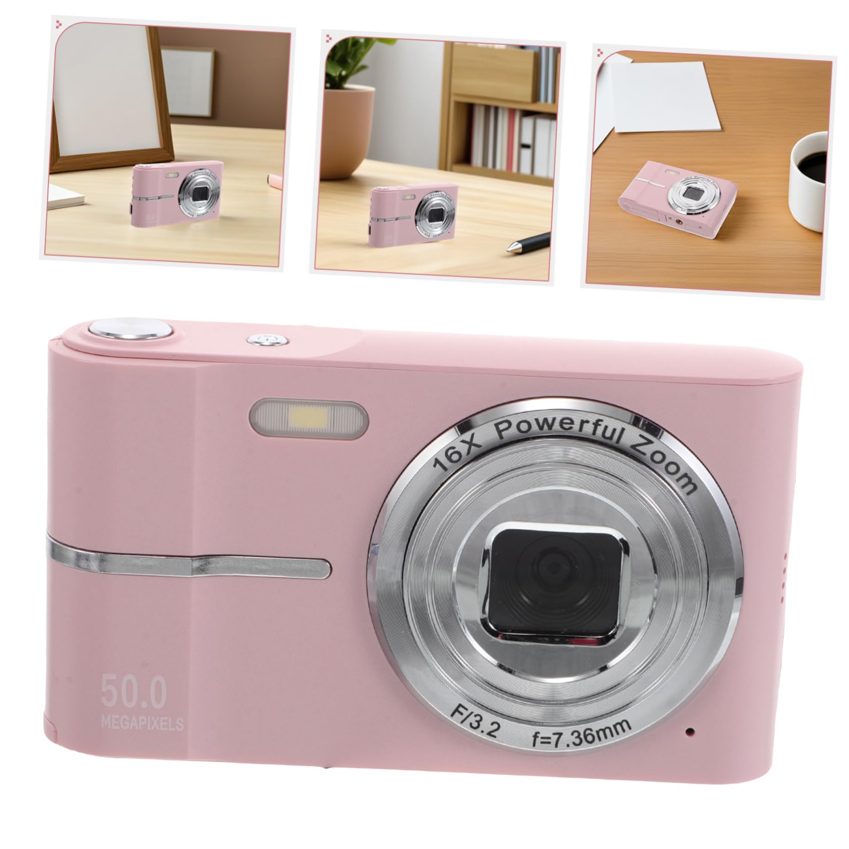 Mini Cámara Digital Rosa Abs con Zoom 16x para Viajes y Fiestas | Compacta y Portátil, Modos de Disparo Versátiles, Operación Sencilla Edades