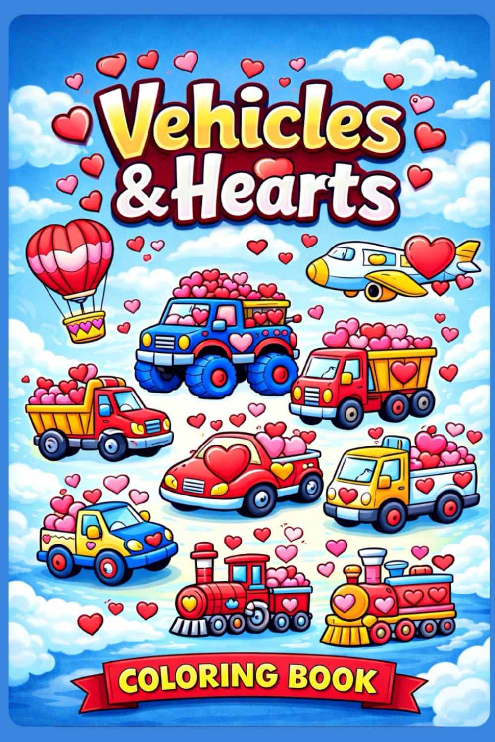 Vehicles & Hearts: Valentine’s coloring book vehicle lovers (Valentain Colouring books for children age 4-8)