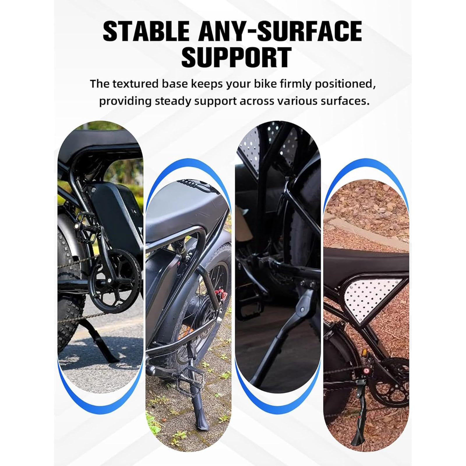 Béquille latérale réglable en alliage d'aluminium pour trottinettes électriques, base antidérapante assurant la stabilité sur toutes les surfaces
