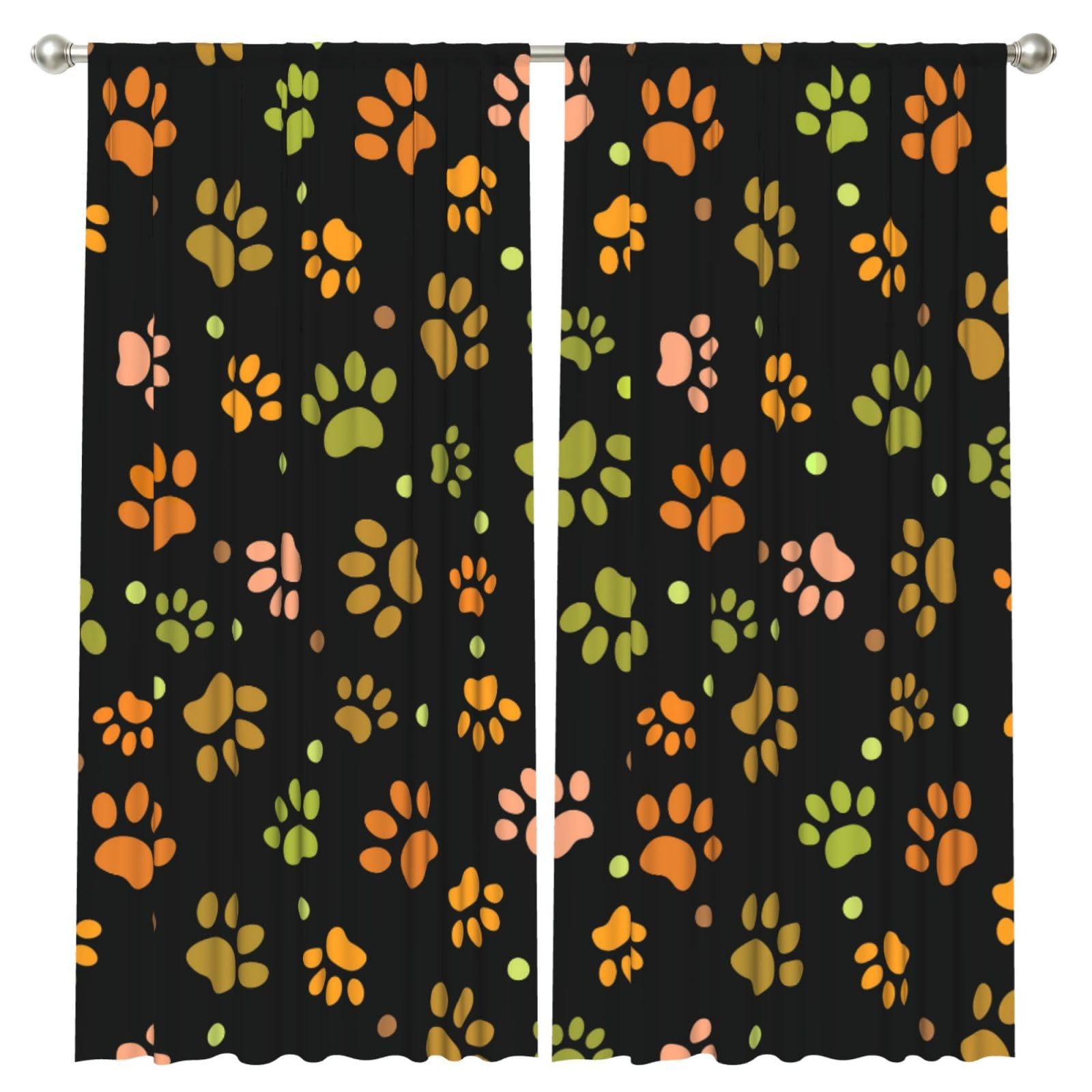 InOmak Dog Paw Pattern, 2 Panels Window Curtains 52 x 84 Inch Blackout Curtains for Living Room Bedroom