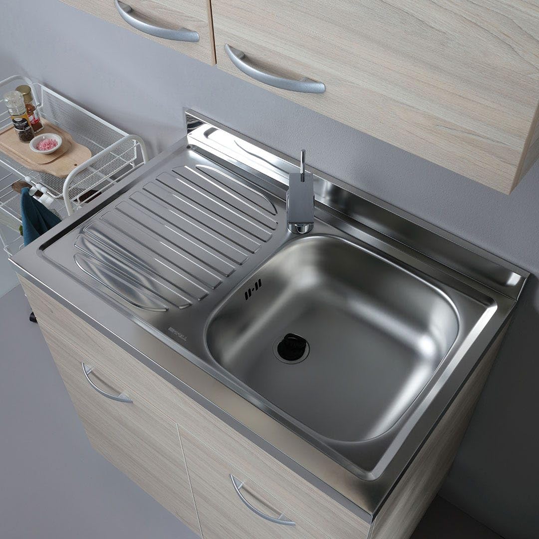 Cucina in Kit 80 cm Olmo con Mobile Sottolavabo e Pensile Scolapiatti - Moderna e Funzionale