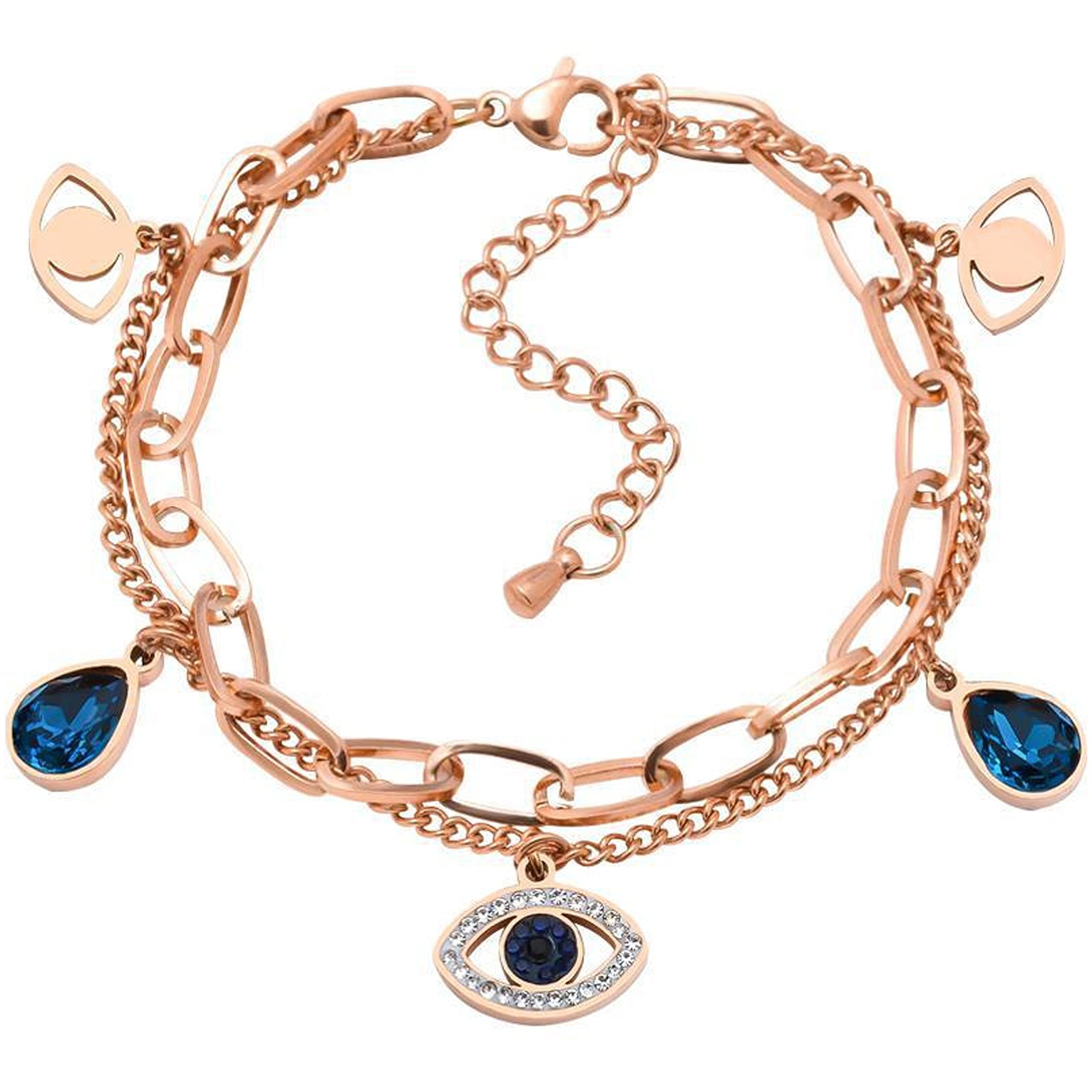 Fashion Frill Bracelet For Girls Evil Eye Multi Layered Rose Gold Bangle Bracelet For Women Girls Stylish Womens Jewellery Stackable Bracelets (B0BTH91WVK) Amazon Price History, Amazon Price Tracker