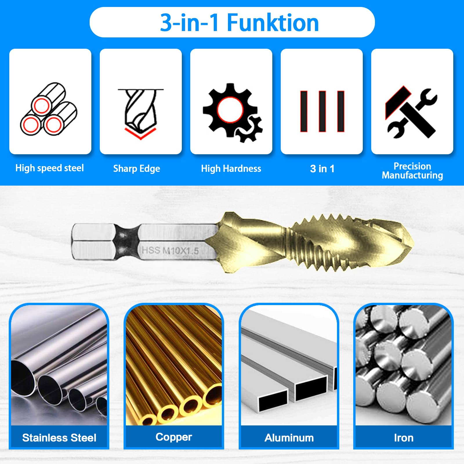 Combination Drill & Tap Bit Set, 6 Pc SAE (632NC 1/4