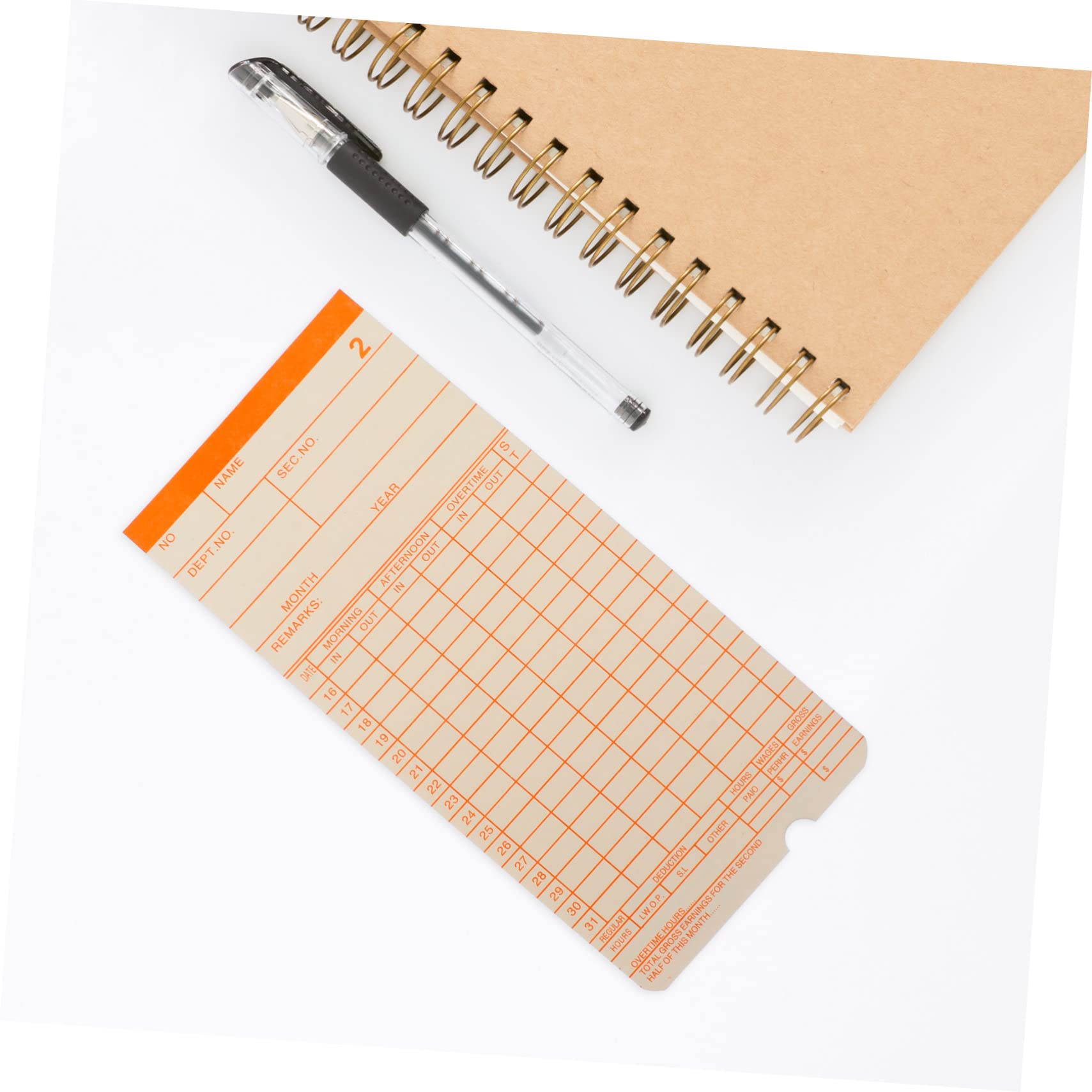Ciieeo 100 Hojas Tarjeta De Prueba Tarjeta De Tiempo Fichas De Fichaje para Oficina Tiempo De Oficina Tarjetas De Registro Mensuales Tarjeta Perforada Dedicado Papel Personal