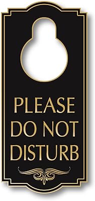 Do Not Disturb Hanger SIgn, Black/Gold, Engraved, 4