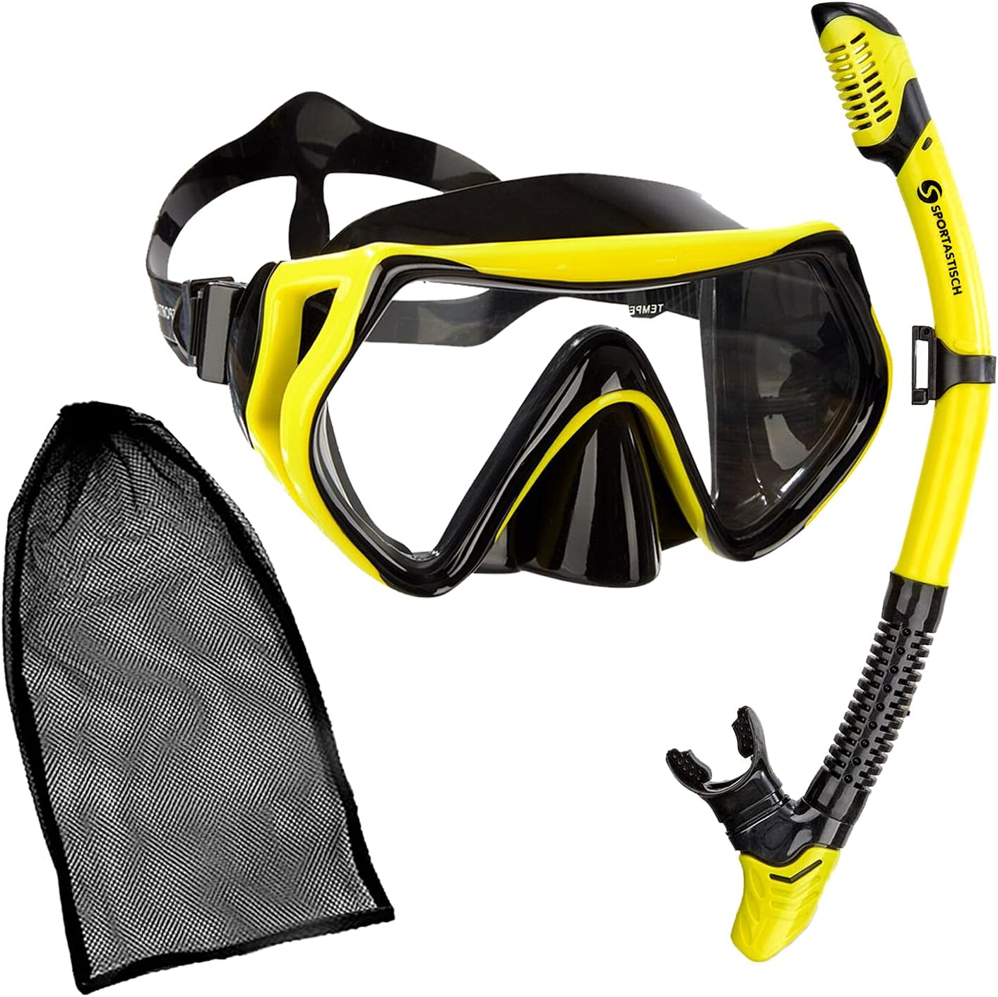 Sportastisch TOP¹ Snorkel set Barracuda | Professional dry snorkel | Anti-leak diving mask with tempered glass and anti-fog | ideal for adults and kids from 10 years | up to 3 years warranty²
