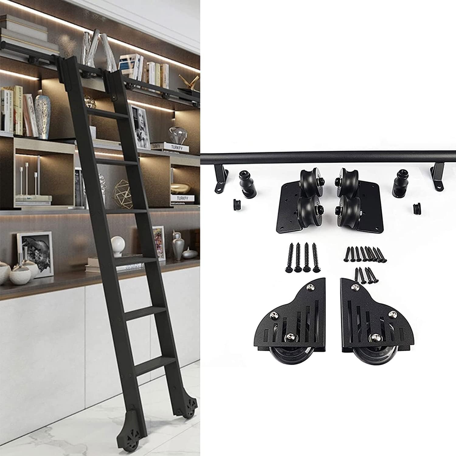 Échelle coulissante en acier inoxydable, quincaillerie haut de gamme pour intérieur moderne