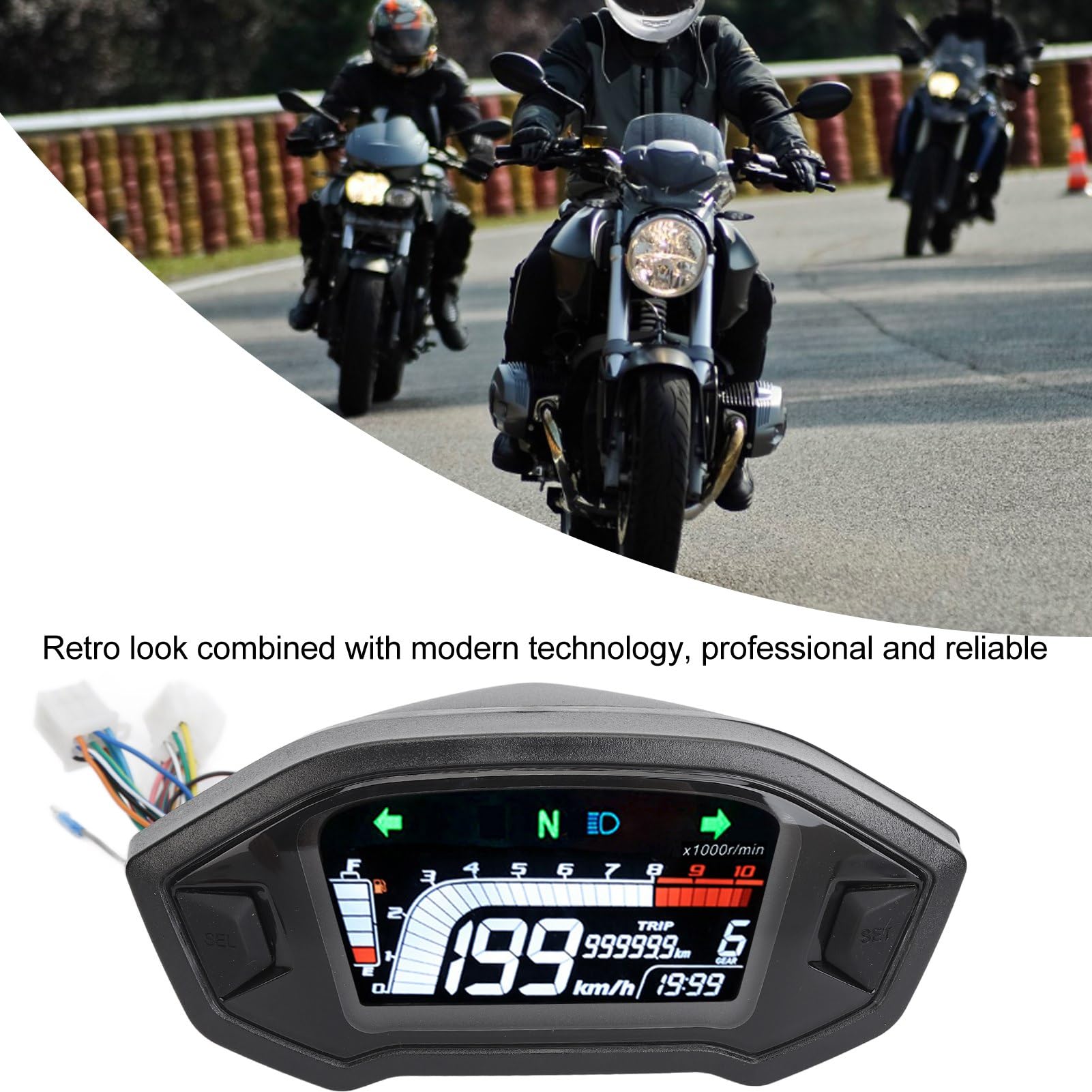 Motorrad-Kilometerzähler-Instrument, Motorrad-Instrumententafel, LCD-Digitalanzeige, Multifunktionaler Tachometer, Kilometerzähler, Drehzahlmesser für Motorräder