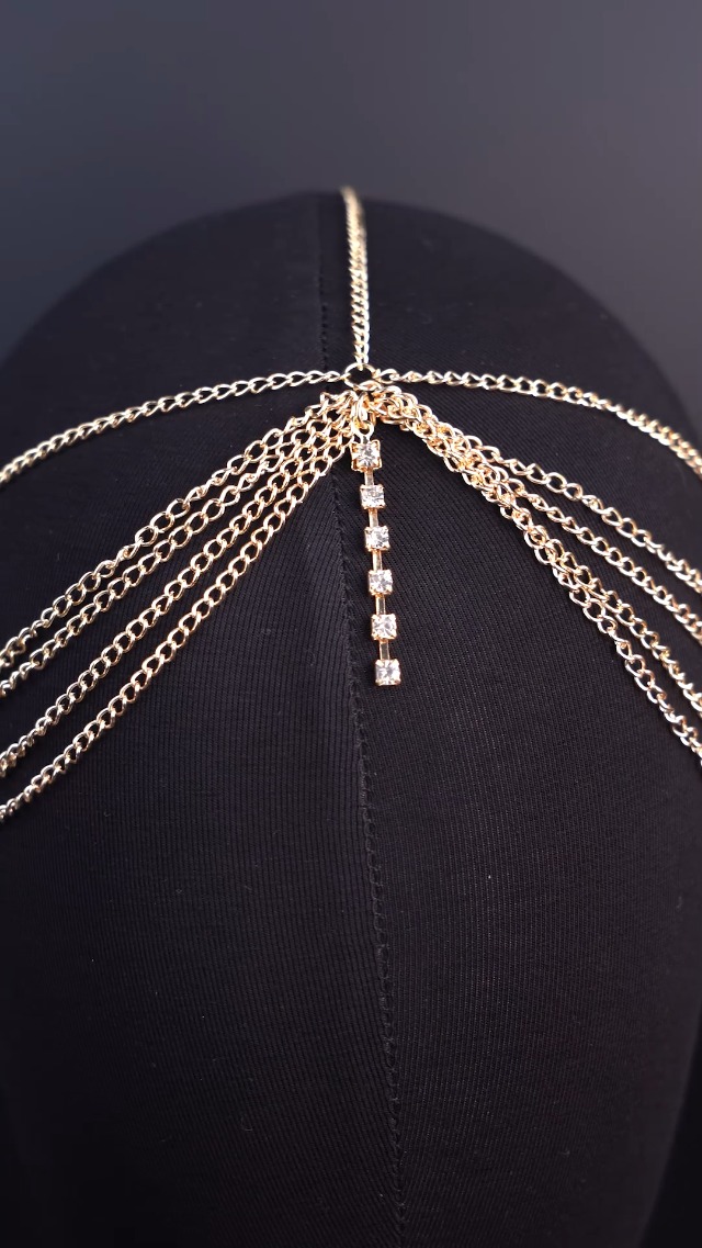 Denifery Gold Rhinestone Wedding Bridal Prom Bohemian Boho Grecian Head Chain Ha Denifery Gold Rhinestone Wedding Bridal Prom Bohemian Boho  main image 3