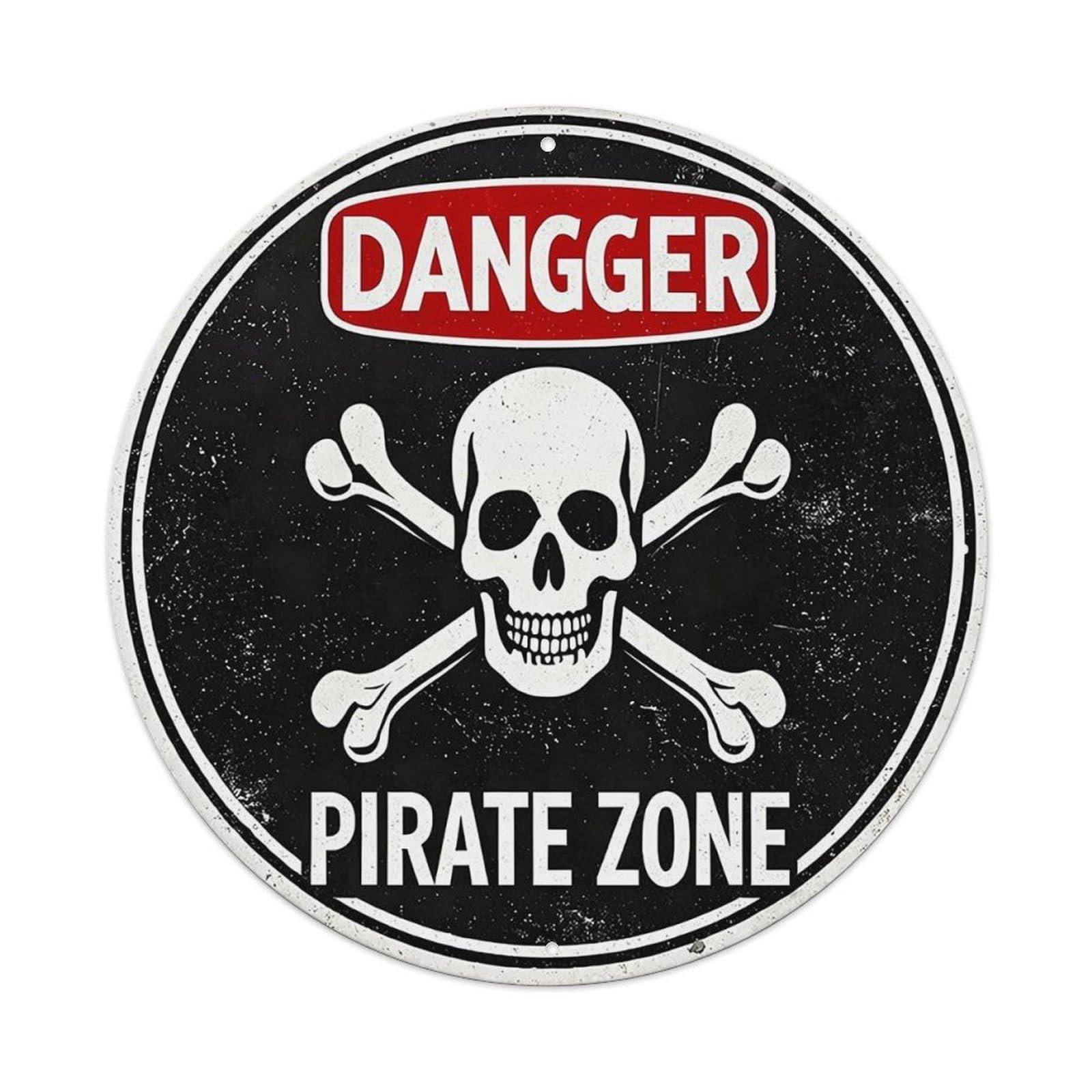 Jdyansheng Vintage Dangger Pirate Zone Skull Crossbones Tin Sign Metal Poster Metal Signs For Home Man Cave Bar Cafe Kitchen Laundry Room Wall Decorations 8X8 Inches