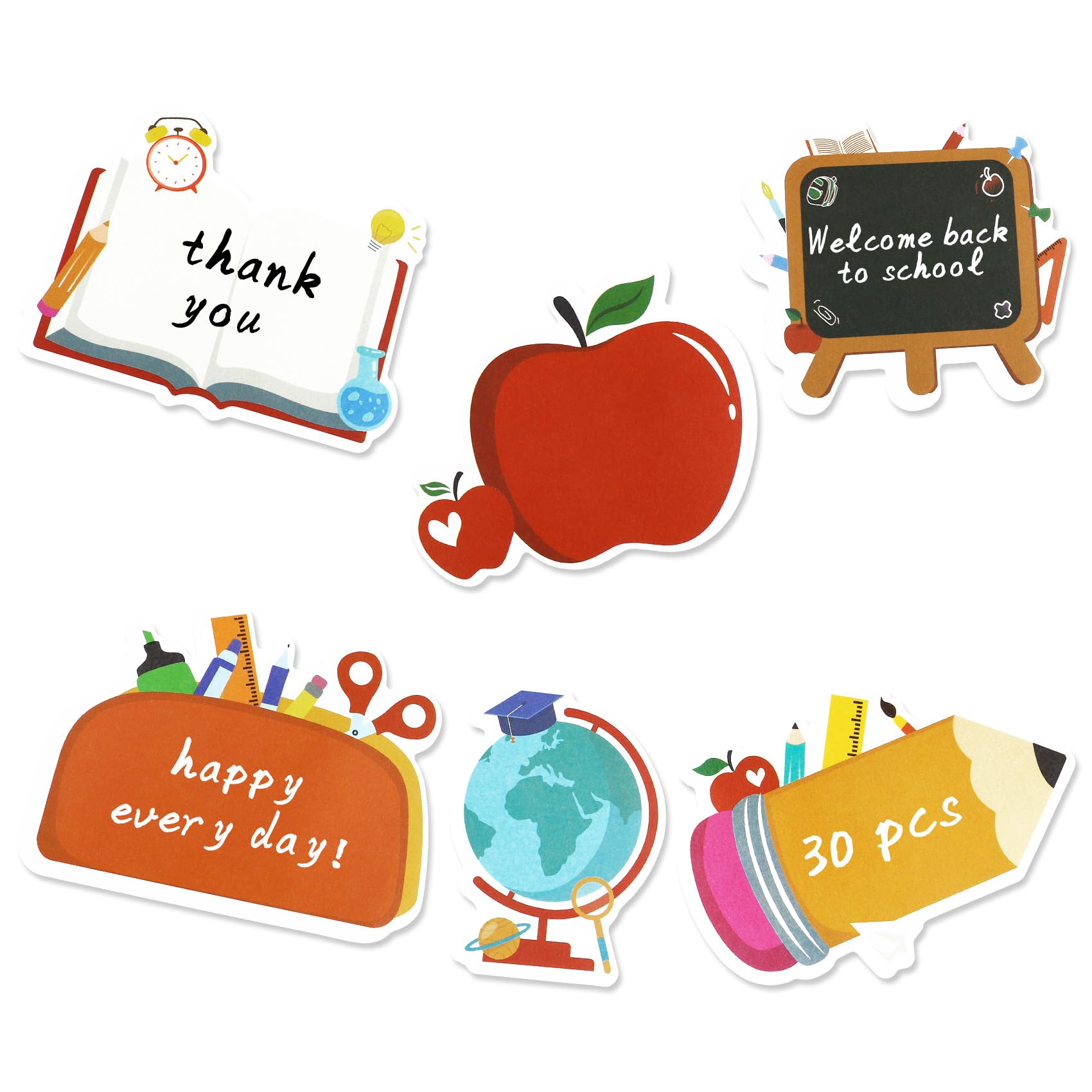 Haftnotizen, Notizblöcke, Schulbedarf für Kinder, Lehrer-Must-Haves, niedlich, selbstklebend, Bürobedarf, Lehrer-Post-It-Notizen für Büro, Schreibtisch, Tafel, Scrapbook, 6 Blöcke (Lehrer