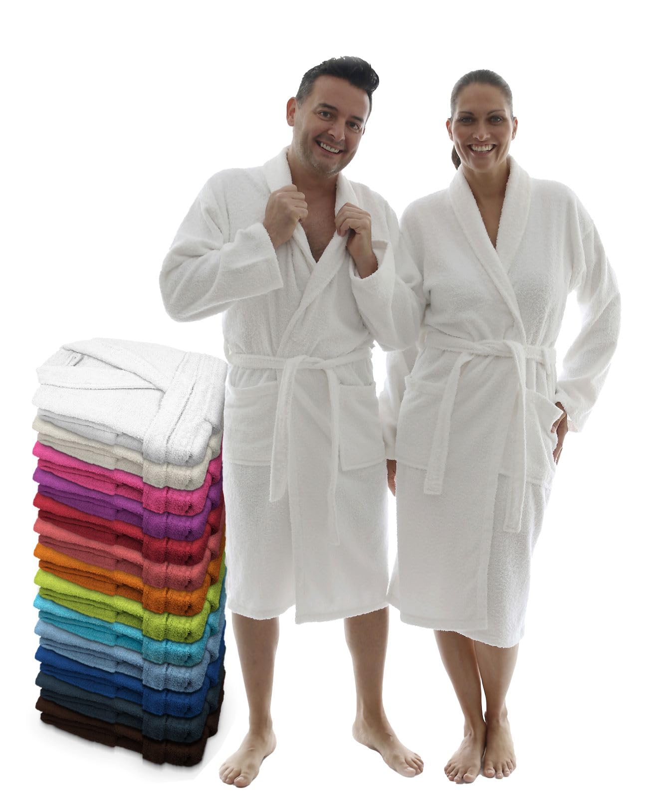 LEBENGOOD - Accappatoio unisex da donna e uomo, 100% cotone spugna americana 400 g, con cintura, tasche, perfetto per la doccia, come vestaglia morbida o come asciugamano