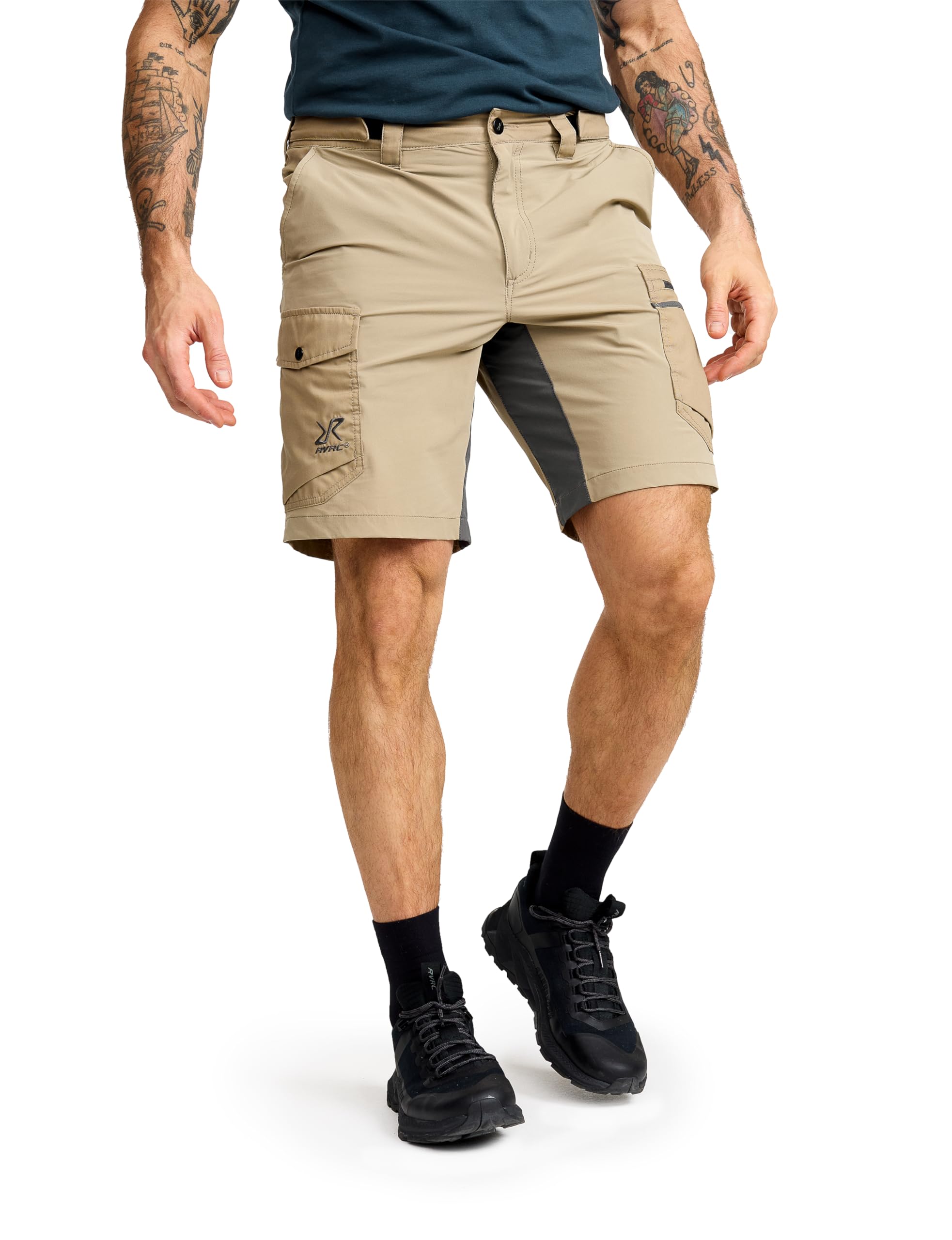 RevolutionRace Rambler Lightweight Pro Shorts for Men, Lightweight Hiking Shorts, Khaki, L