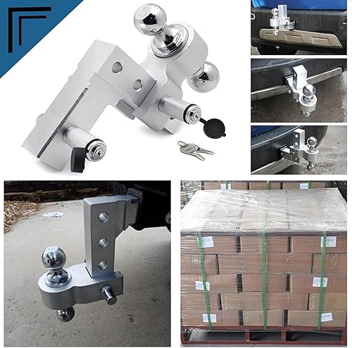 Miniatura 3 de HTTMT - 2" remolque receptor camión RV 6" caída ajustable aluminio remolque bola enganche w/cerradura clave [P/N: ET-CAR-FIX009-SR]