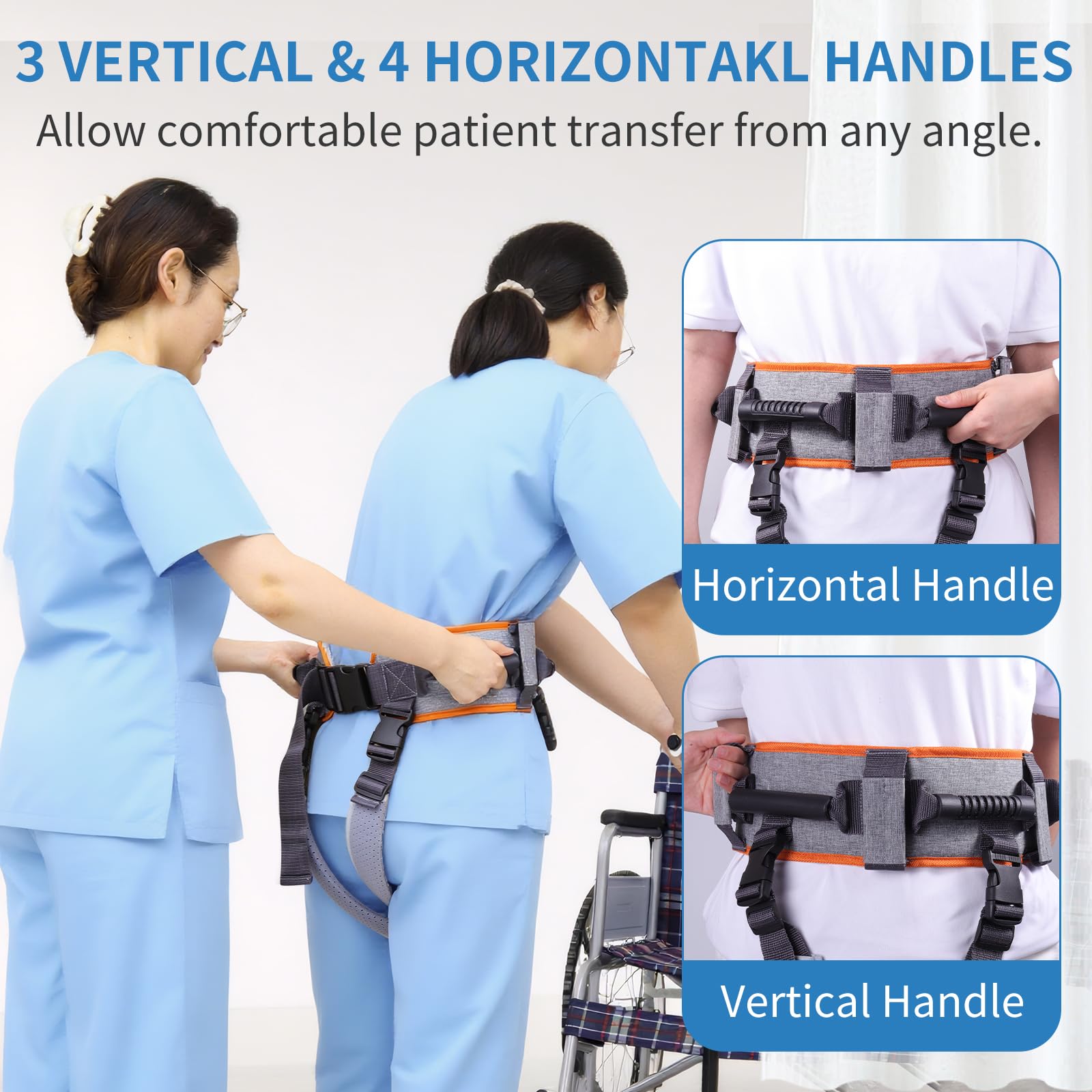lefeke Gait Belt Transfer Belt for Seniors with 7 Handles