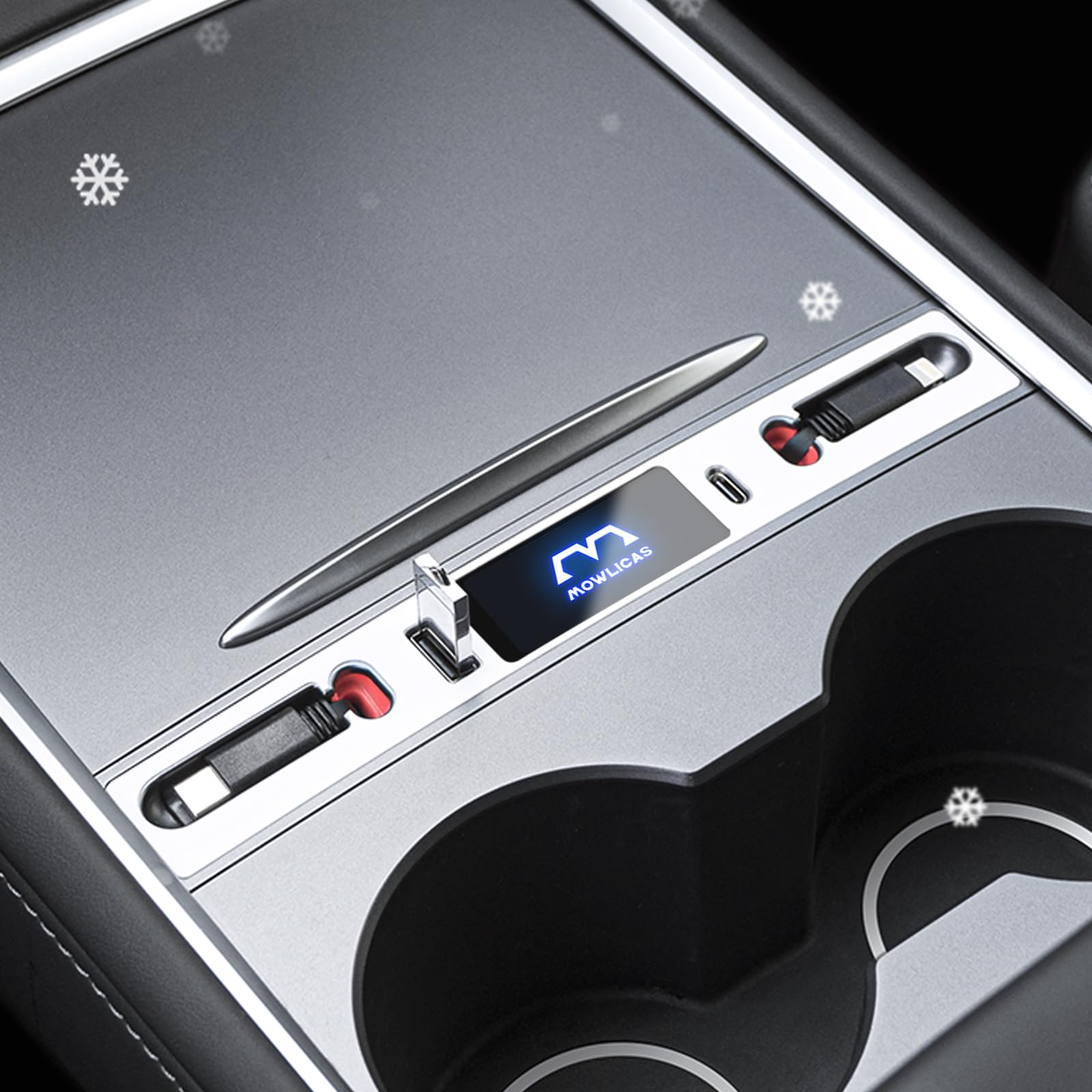 Hub USB de consola (blanco), adaptador de cables retráctiles USB para Tesla Model 3/Y accesorios interiores 2023 2022 2021, cargador de teléfono de coche, regalos para propietarios de Tesla