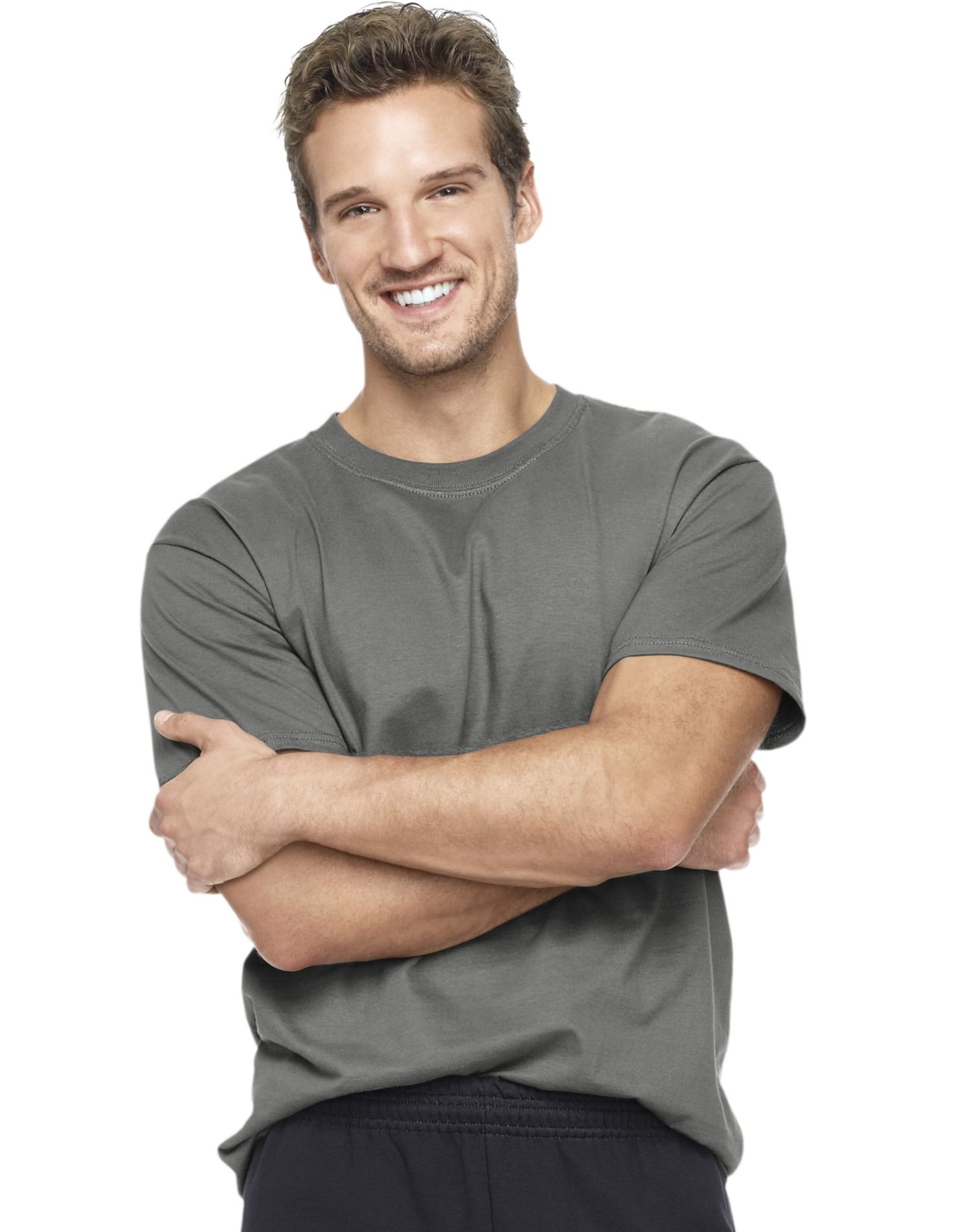 T-shirt Homme Hanes Beefy-T - 100% Coton Ringspun 172.9g - Coupe Classique - Couleur Gris Fumée - Taille 4XL