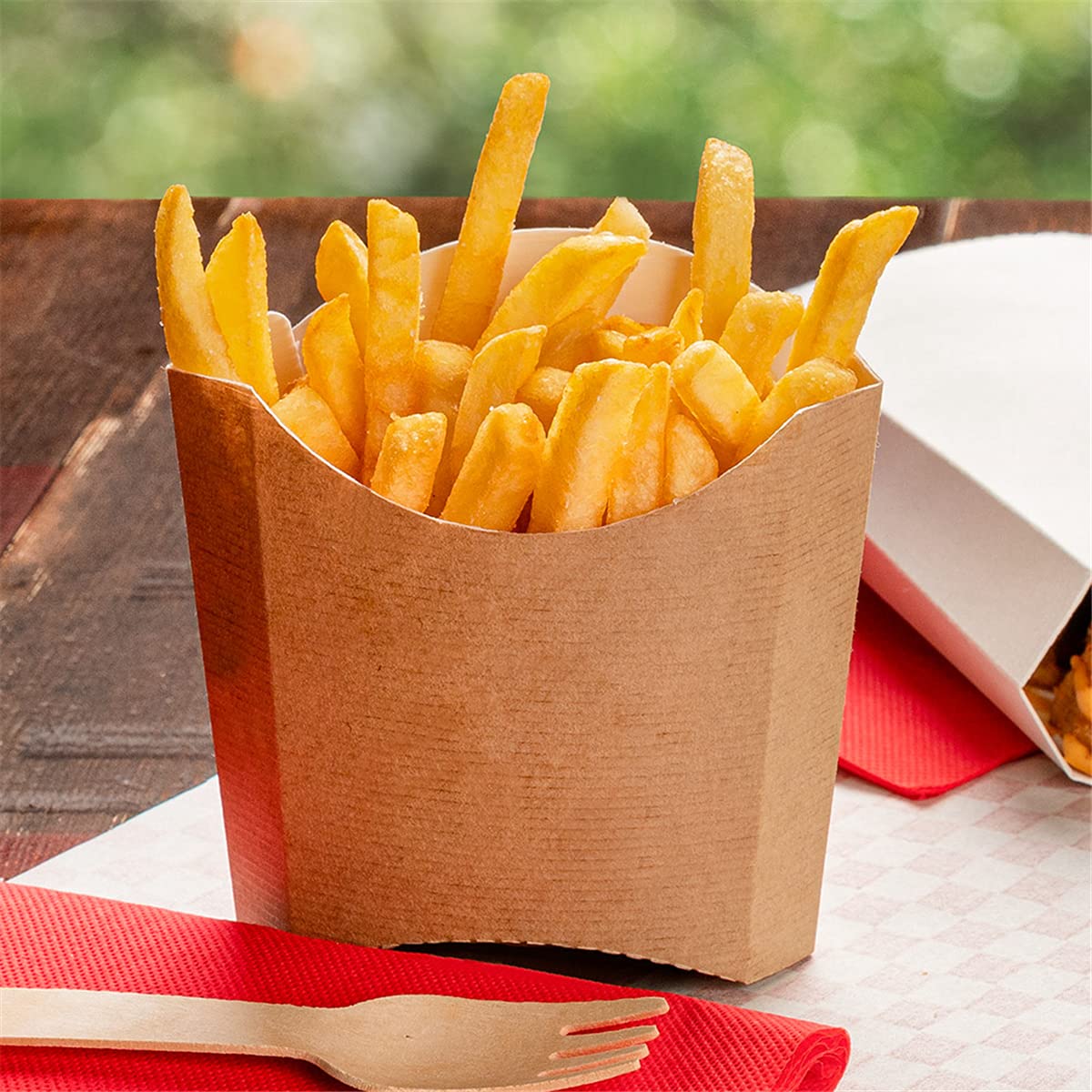 García de Pou - Lot de 200 boîtes de frites standard « Thepack » 135 g 220 g/m² 13 x 8 x 13,5 cm en carton ondulé Nano-Micro