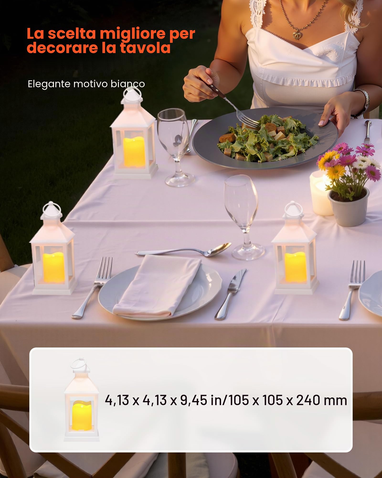 VEVOR Lanterne Decorative a Forma di Candela, Candele Elettriche a LED Senza Fiamma, Portacandele in Plastica con Vetro, Lanterne da Parete, per Tavoli da Matrimonio, Feste, Bianco 12 Pezzi
