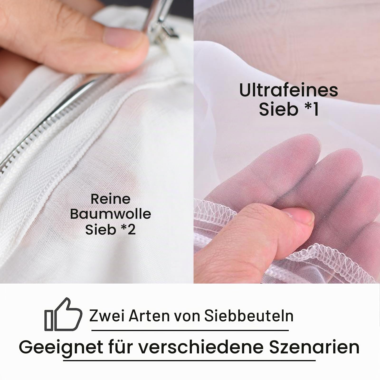 Nussmilchbeutel mit Ständer, Wiederverwendbar passiertuch, 1 Halter, 2 Baumwolle Siebbeutel, 1 Nylonfilterbeutel mit hoher Dichte, Zum Filtern von veganer Nussmilch, Gemüsesäften und Säften